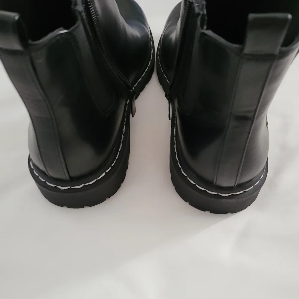 Torrid || 7.5 WW Black Faux Leather Chelsea Lug Sole Bootie - Picture 10 of 11